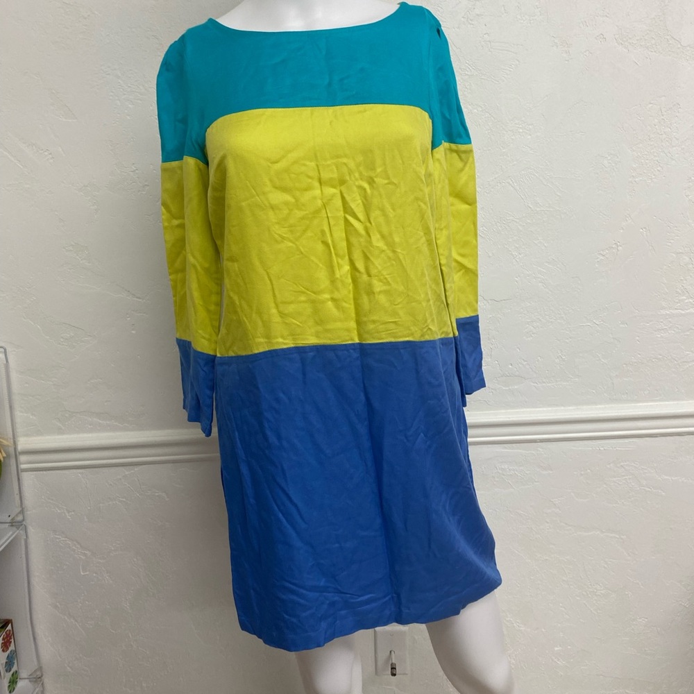 Anthropologie Maeve Color Block Shift Dress with Long Sleeves Small